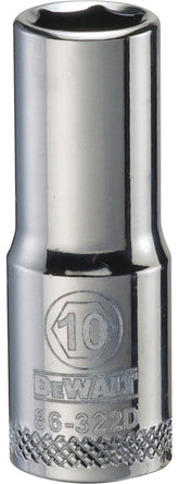 DeWALT DWMT86322OSP Drive Socket, 10 mm Socket, 3/8 in Drive, 6-Point, Vanadium Steel, Polished Chrome